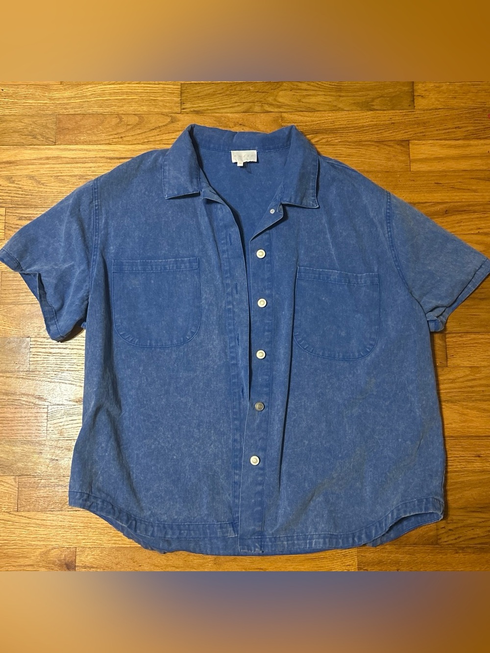 Entro Women’s Blue Short-Sleeve Button-Up Shirt